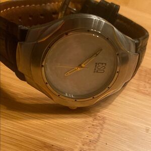 Silver and Brown Wearable Watch